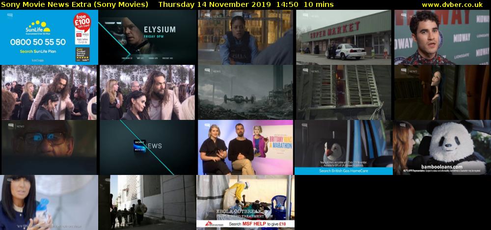 Sony Movie News Extra (Sony Movies) Thursday 14 November 2019 14:50 - 15:00