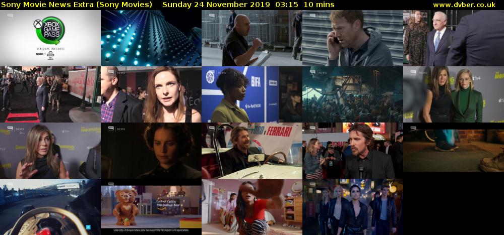 Sony Movie News Extra (Sony Movies) Sunday 24 November 2019 03:15 - 03:25