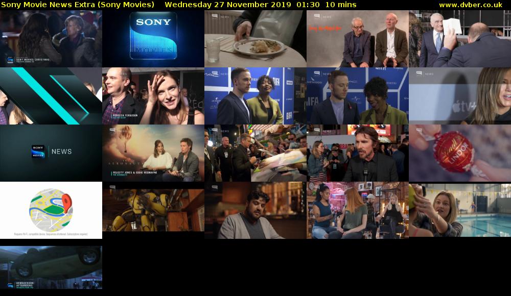 Sony Movie News Extra (Sony Movies) Wednesday 27 November 2019 01:30 - 01:40