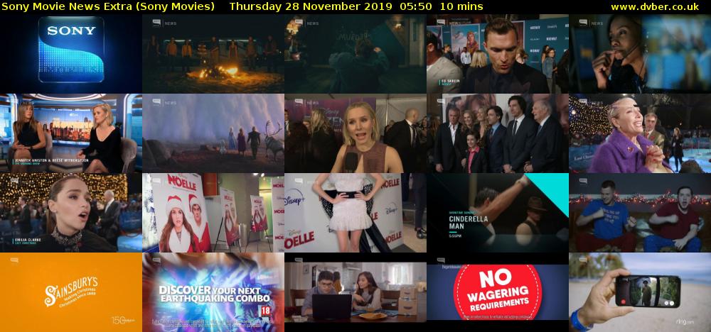 Sony Movie News Extra (Sony Movies) Thursday 28 November 2019 05:50 - 06:00