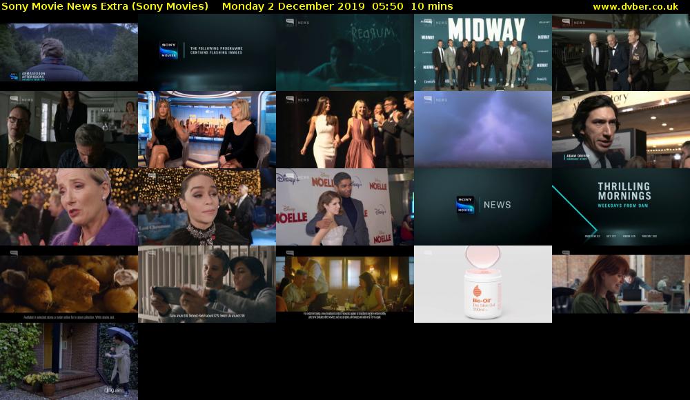 Sony Movie News Extra (Sony Movies) Monday 2 December 2019 05:50 - 06:00