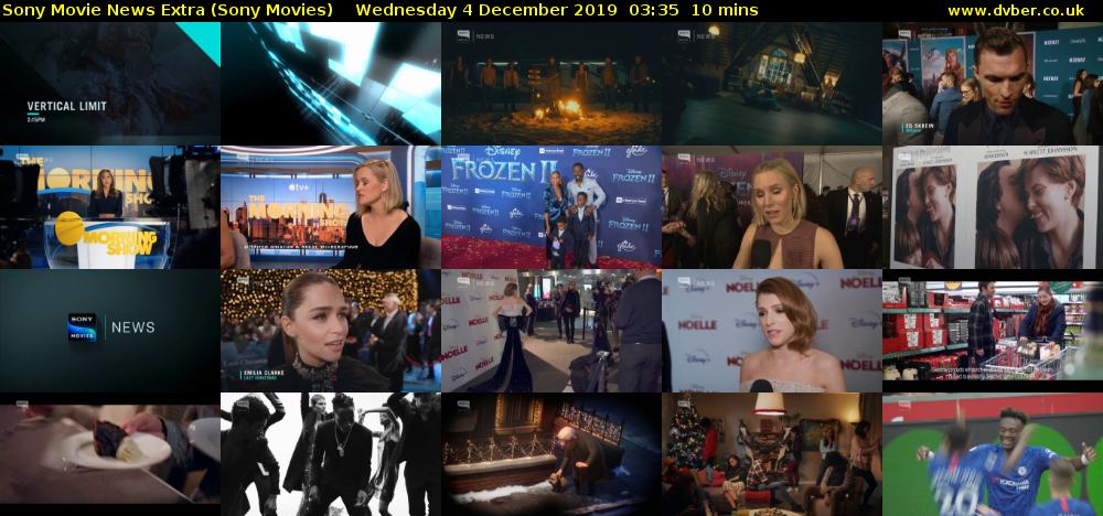 Sony Movie News Extra (Sony Movies) Wednesday 4 December 2019 03:35 - 03:45