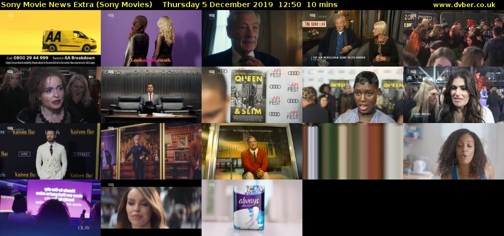 Sony Movie News Extra (Sony Movies) Thursday 5 December 2019 12:50 - 13:00
