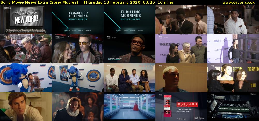 Sony Movie News Extra (Sony Movies) Thursday 13 February 2020 03:20 - 03:30