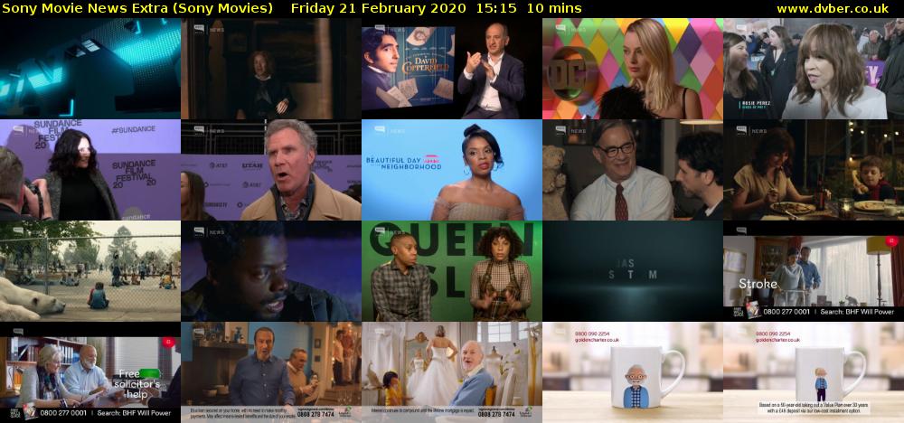 Sony Movie News Extra (Sony Movies) Friday 21 February 2020 15:15 - 15:25