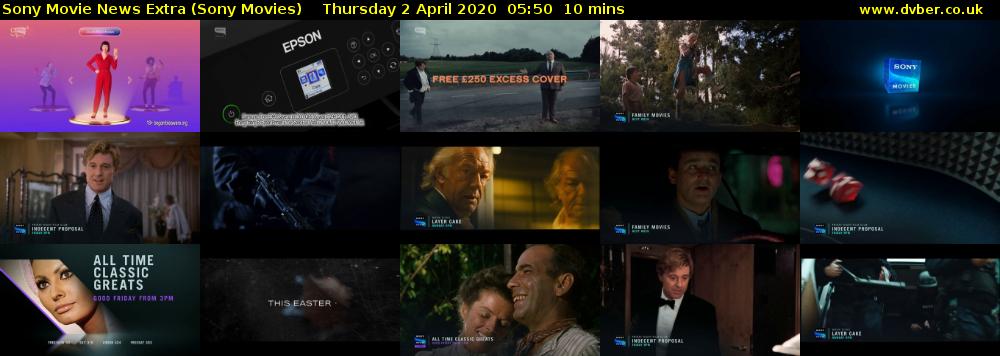Sony Movie News Extra (Sony Movies) Thursday 2 April 2020 05:50 - 06:00