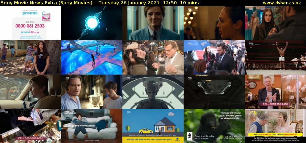 Sony Movie News Extra (Sony Movies) Tuesday 26 January 2021 12:50 - 13:00