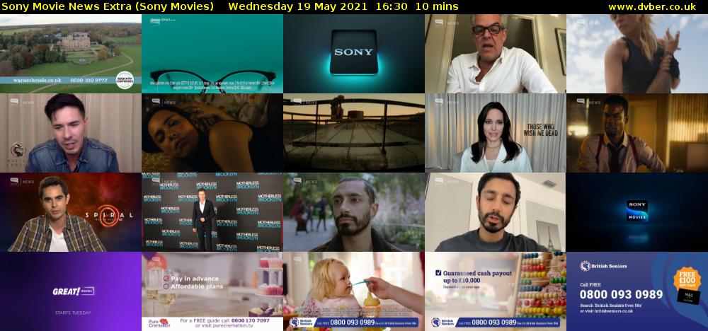Sony Movie News Extra (Sony Movies) Wednesday 19 May 2021 16:30 - 16:40