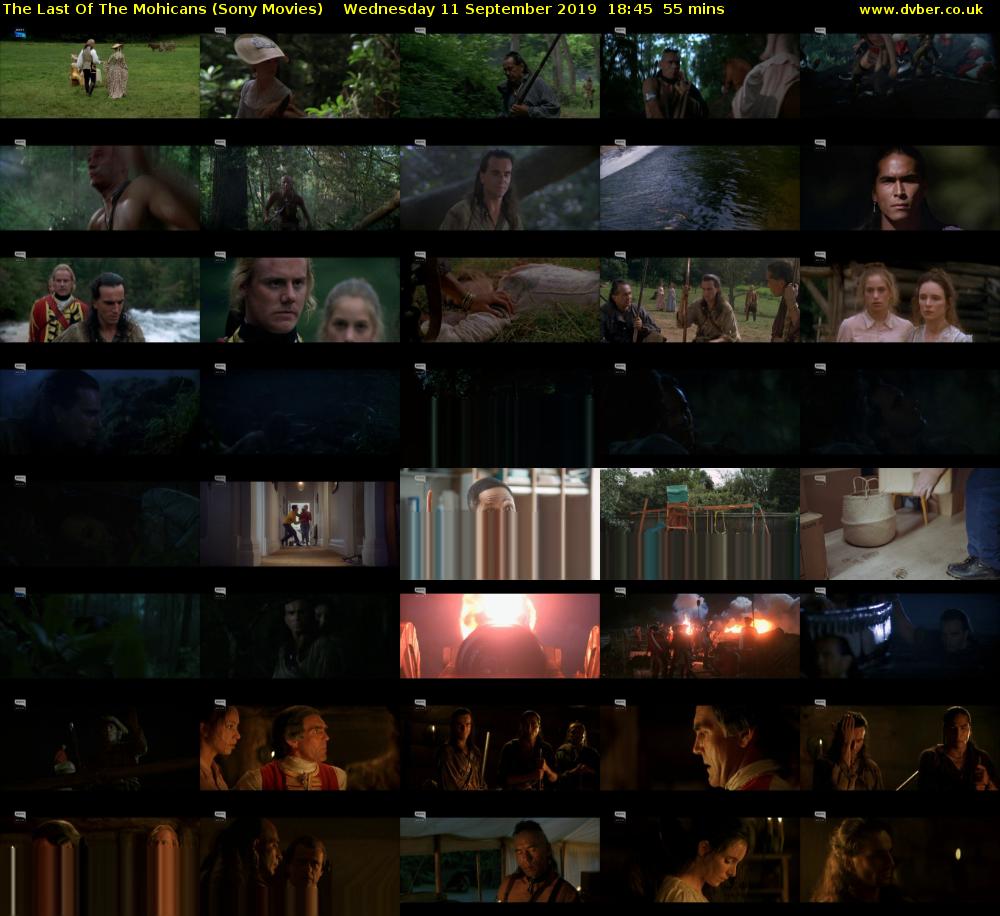 The Last Of The Mohicans (Sony Movies) Wednesday 11 September 2019 18:45 - 19:40