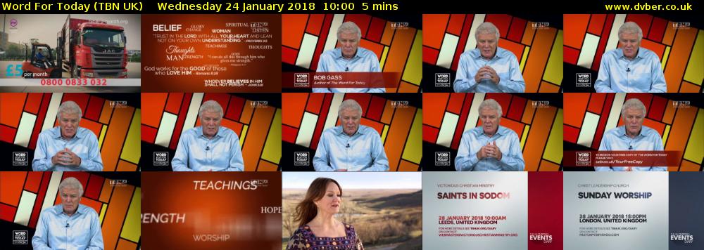 Word For Today (TBN UK) Wednesday 24 January 2018 10:00 - 10:05