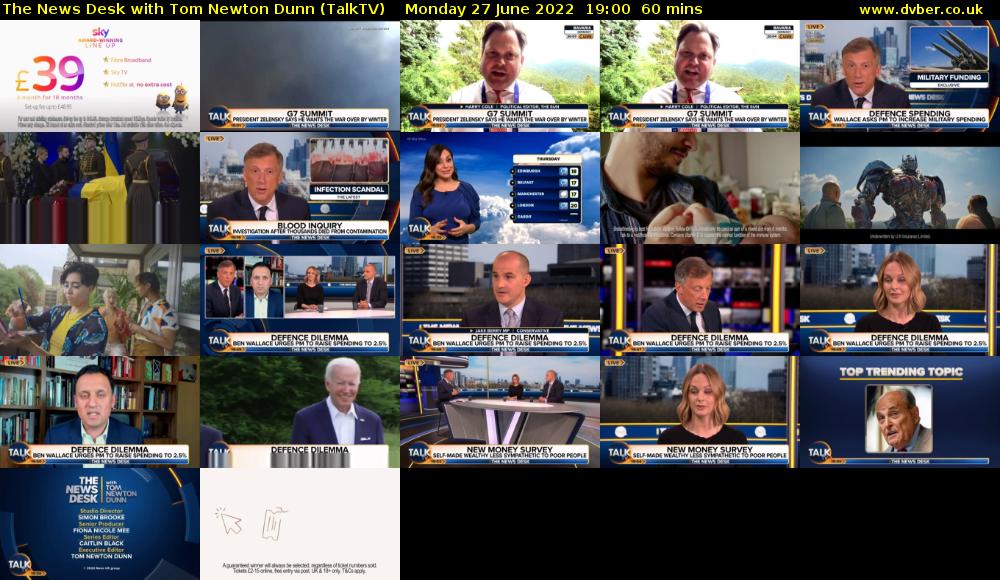 The News Desk with Tom Newton Dunn (TalkTV) Monday 27 June 2022 19:00 - 20:00