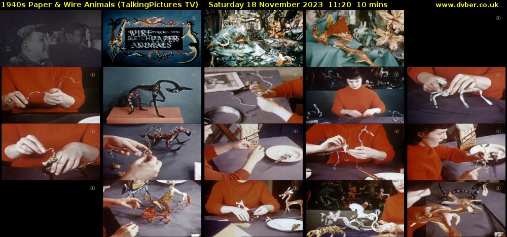1940s Paper & Wire Animals (TalkingPictures TV) Saturday 18 November 2023 11:20 - 11:30