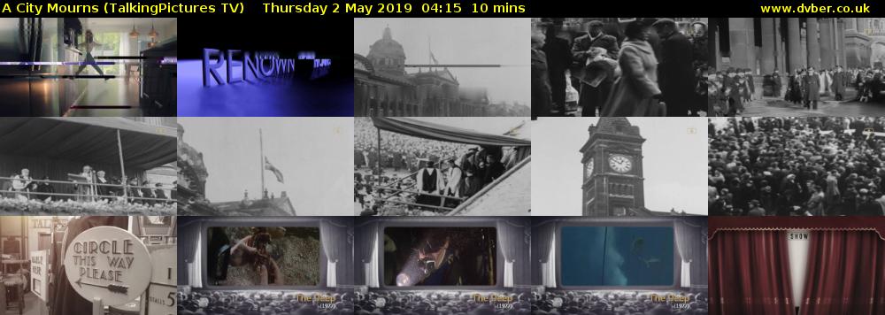 A City Mourns (TalkingPictures TV) Thursday 2 May 2019 04:15 - 04:25