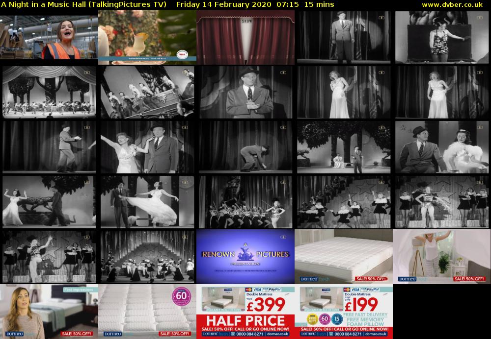 A Night in a Music Hall (TalkingPictures TV) Friday 14 February 2020 07:15 - 07:30