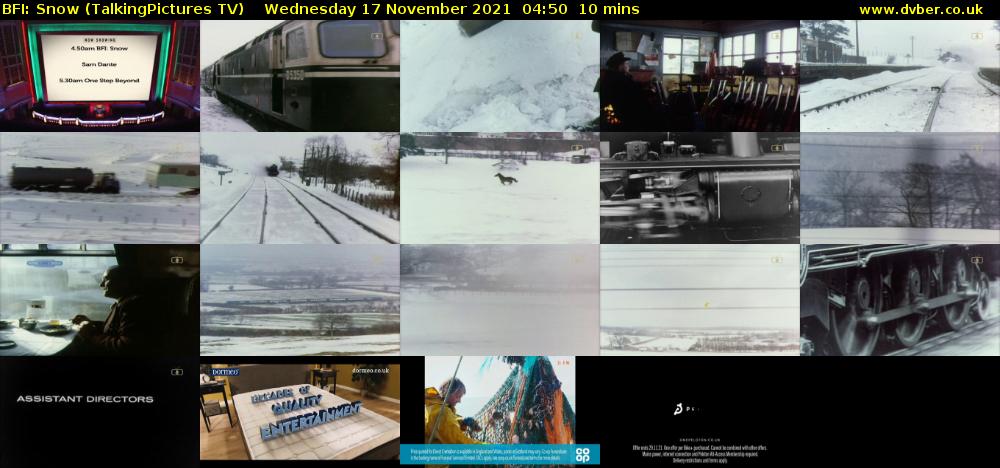 BFI: Snow (TalkingPictures TV) Wednesday 17 November 2021 04:50 - 05:00