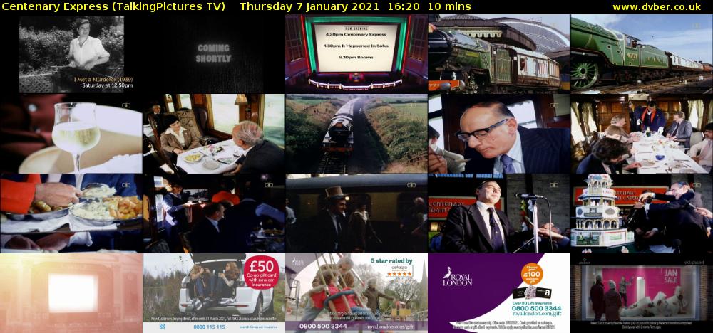 Centenary Express (TalkingPictures TV) Thursday 7 January 2021 16:20 - 16:30