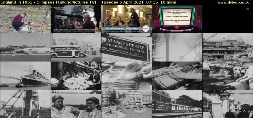 England in 1951 - Glimpses (TalkingPictures TV) Tuesday 6 April 2021 07:15 - 07:25