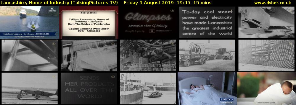 Lancashire, Home of Industry (TalkingPictures TV) Friday 9 August 2019 19:45 - 20:00