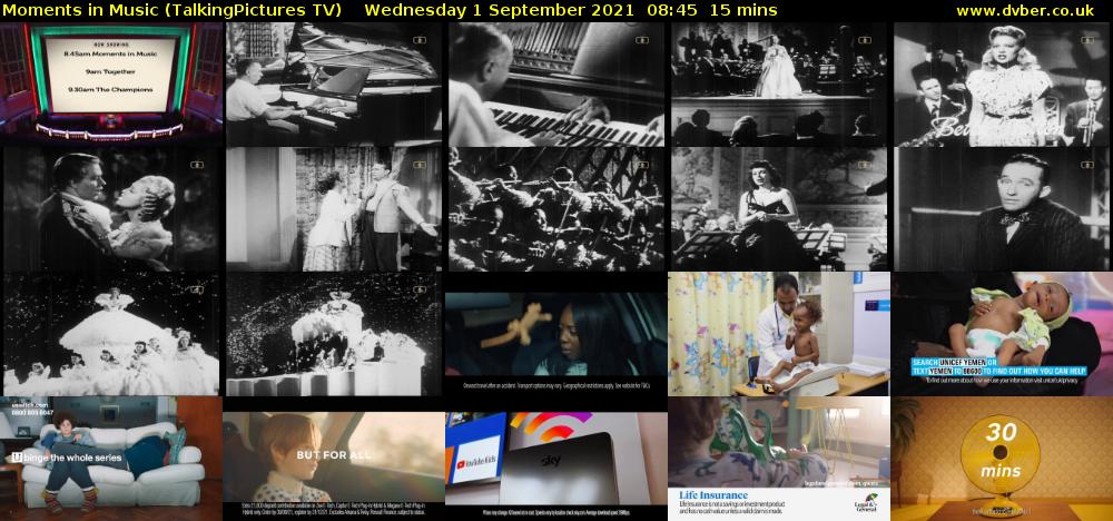 Moments in Music (TalkingPictures TV) Wednesday 1 September 2021 08:45 - 09:00
