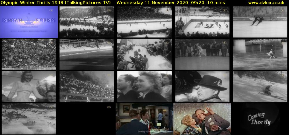 Olympic Winter Thrills 1948 (TalkingPictures TV) Wednesday 11 November 2020 09:20 - 09:30