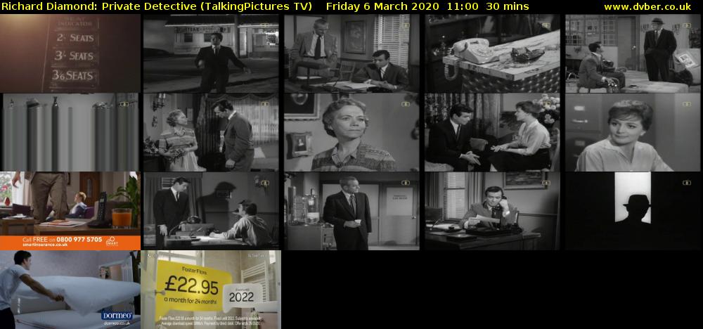 Richard Diamond: Private Detective (TalkingPictures TV) Friday 6 March 2020 11:00 - 11:30