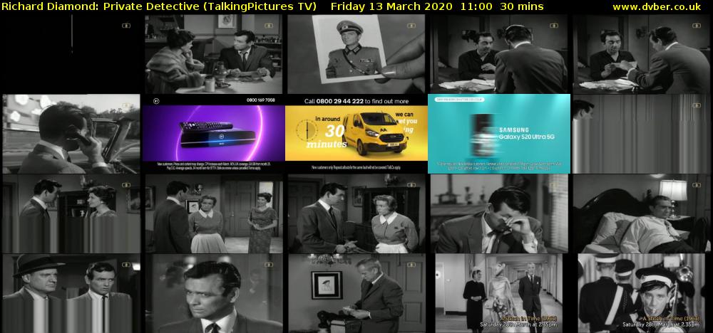 Richard Diamond: Private Detective (TalkingPictures TV) Friday 13 March 2020 11:00 - 11:30