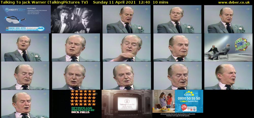 Talking To Jack Warner (TalkingPictures TV) Sunday 11 April 2021 12:40 - 12:50