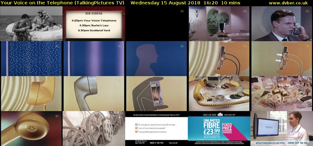 Your Voice on the Telephone (TalkingPictures TV) Wednesday 15 August 2018 16:20 - 16:30