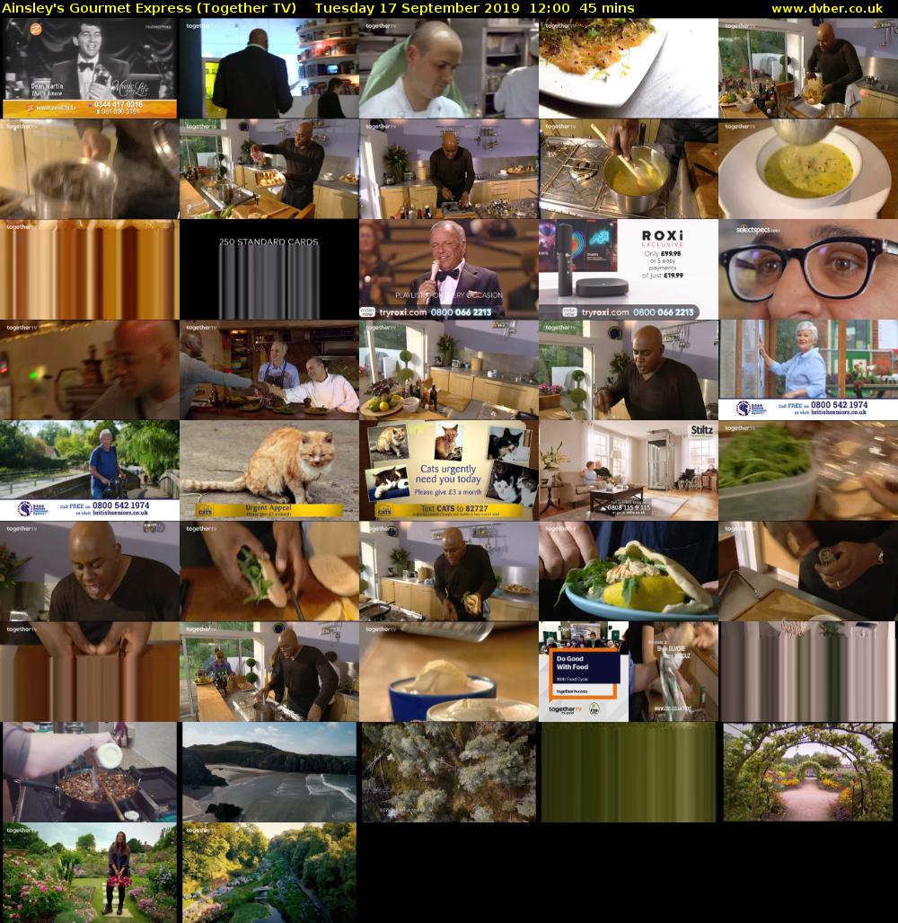 Ainsley's Gourmet Express (Together TV) Tuesday 17 September 2019 12:00 - 12:45
