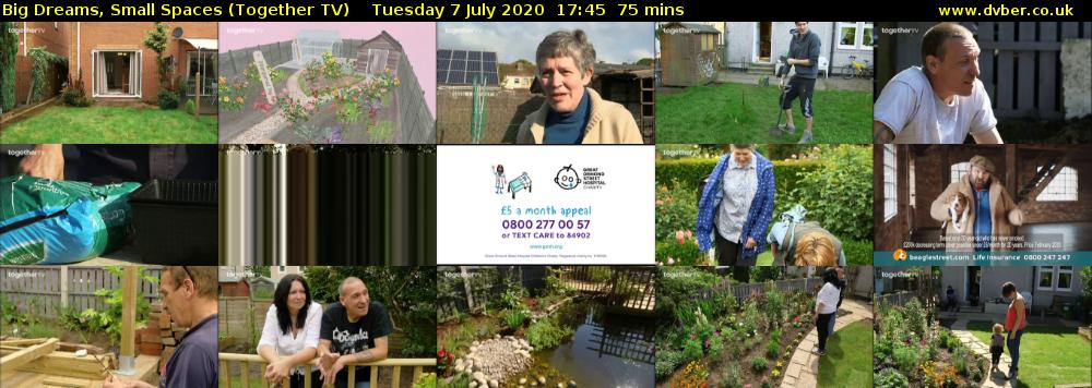 Big Dreams, Small Spaces (Together TV) Tuesday 7 July 2020 17:45 - 19:00