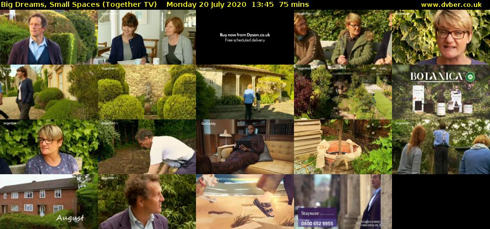 Big Dreams, Small Spaces (Together TV) Monday 20 July 2020 13:45 - 15:00