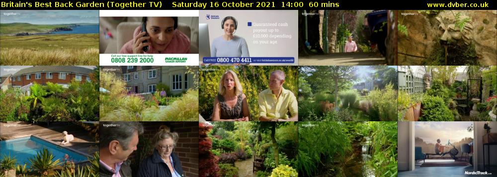 Britain's Best Back Garden (Together TV) Saturday 16 October 2021 14:00 - 15:00