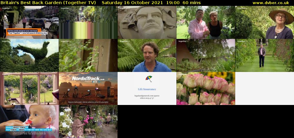 Britain's Best Back Garden (Together TV) Saturday 16 October 2021 19:00 - 20:00