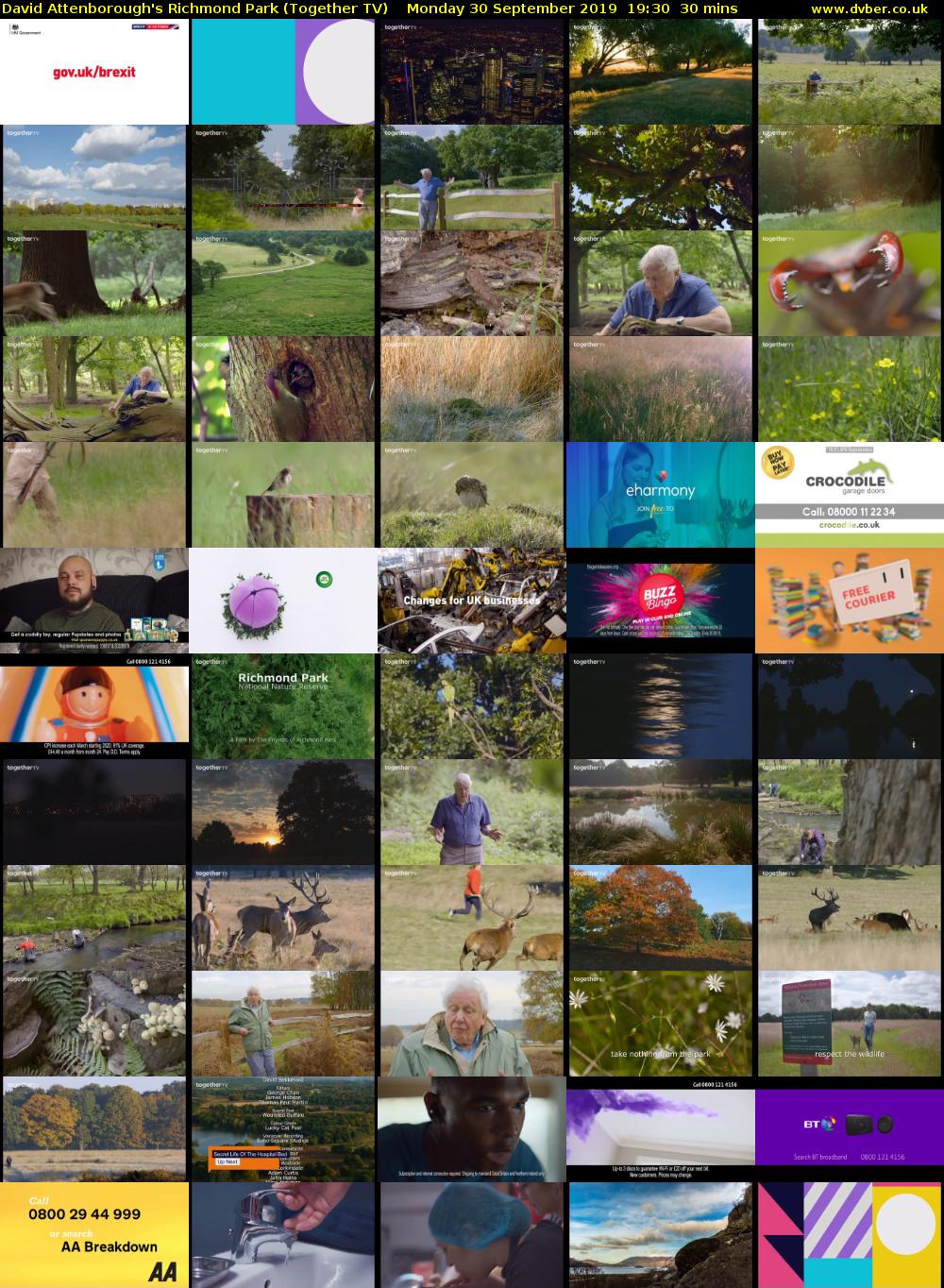 David Attenborough's Richmond Park (Together TV) Monday 30 September 2019 19:30 - 20:00