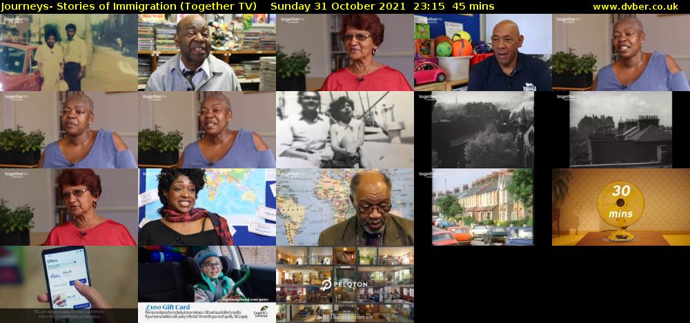 Journeys- Stories of Immigration (Together TV) Sunday 31 October 2021 23:15 - 00:00