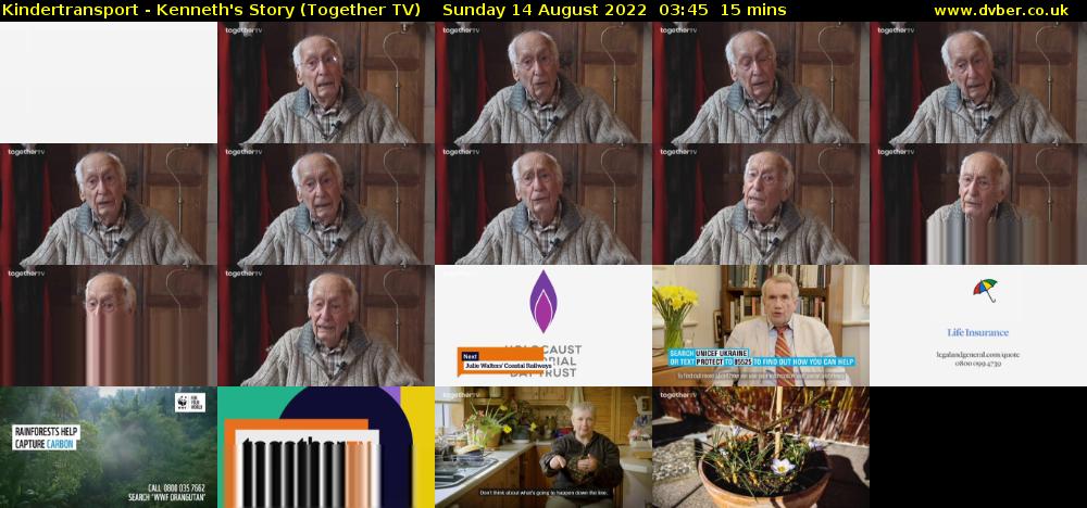 Kindertransport - Kenneth's Story (Together TV) Sunday 14 August 2022 03:45 - 04:00