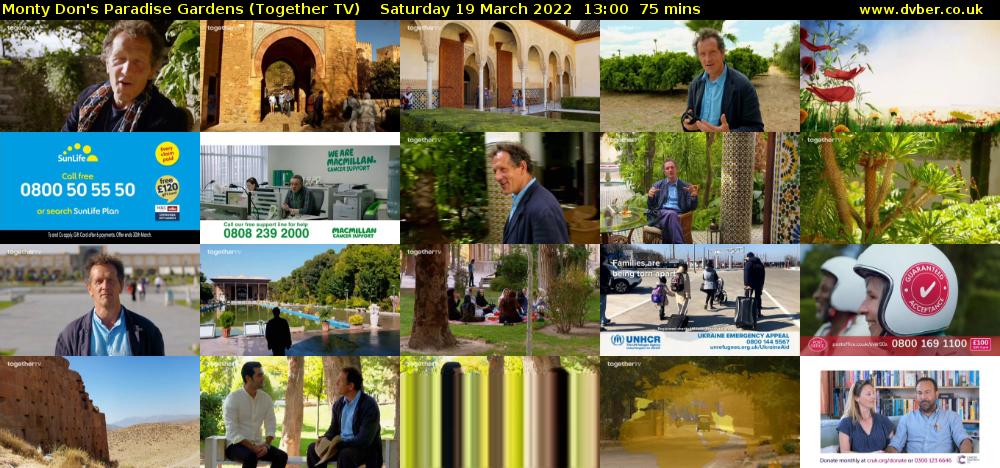 Monty Don's Paradise Gardens (Together TV) Saturday 19 March 2022 13:00 - 14:15