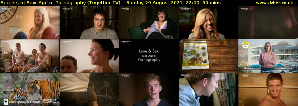 Secrets of Sex: Age of Pornography (Together TV) Sunday 29 August 2021 23:00 - 00:00