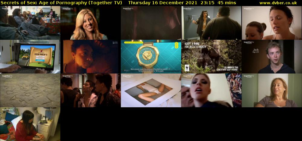 Secrets of Sex: Age of Pornography (Together TV) Thursday 16 December 2021 23:15 - 00:00