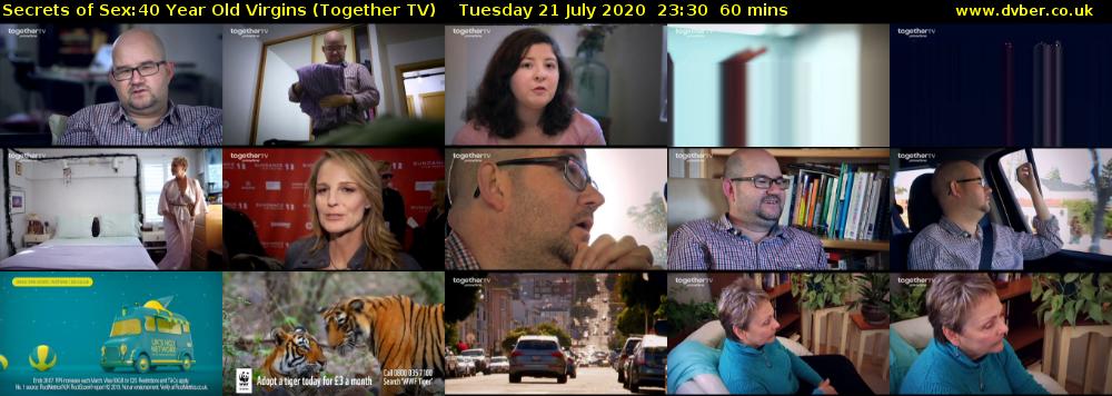 Secrets of Sex:40 Year Old Virgins (Together TV) Tuesday 21 July 2020 23:30 - 00:30