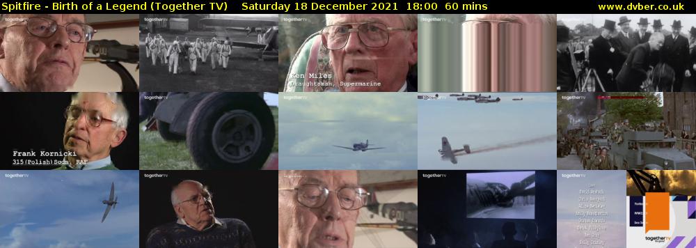 Spitfire - Birth of a Legend (Together TV) Saturday 18 December 2021 18:00 - 19:00
