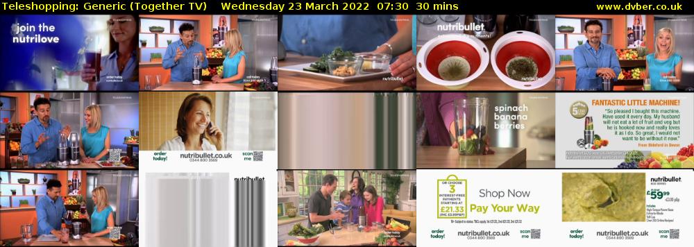 Teleshopping: Generic (Together TV) Wednesday 23 March 2022 07:30 - 08:00