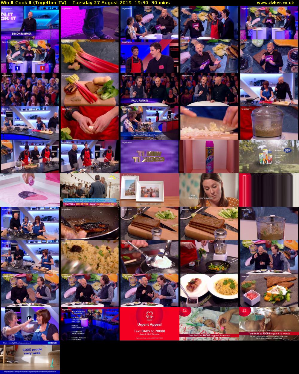 Win It Cook It (Together TV) Tuesday 27 August 2019 19:30 - 20:00