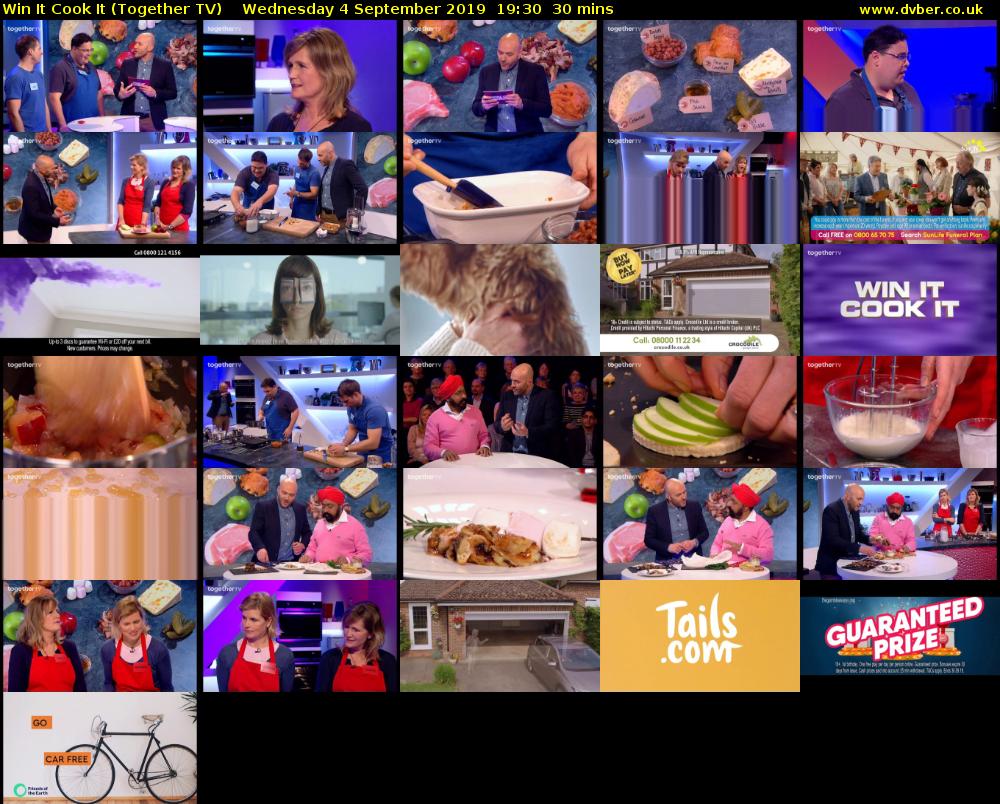 Win It Cook It (Together TV) Wednesday 4 September 2019 19:30 - 20:00