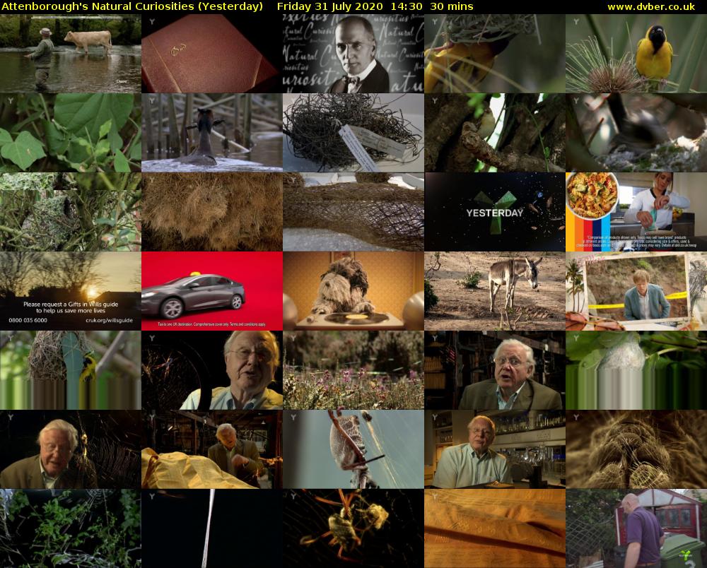 Attenborough's Natural Curiosities (Yesterday) Friday 31 July 2020 14:30 - 15:00