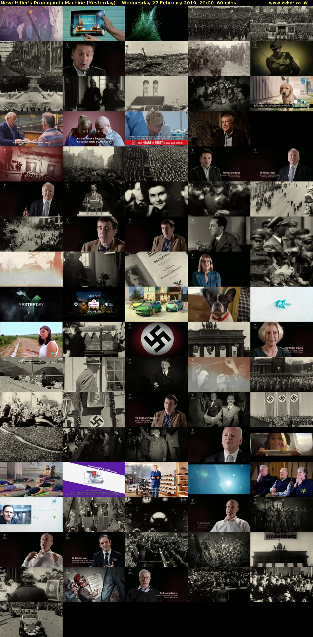 Hitler's Propaganda Machine (Yesterday) Wednesday 27 February 2019 20:00 - 21:00