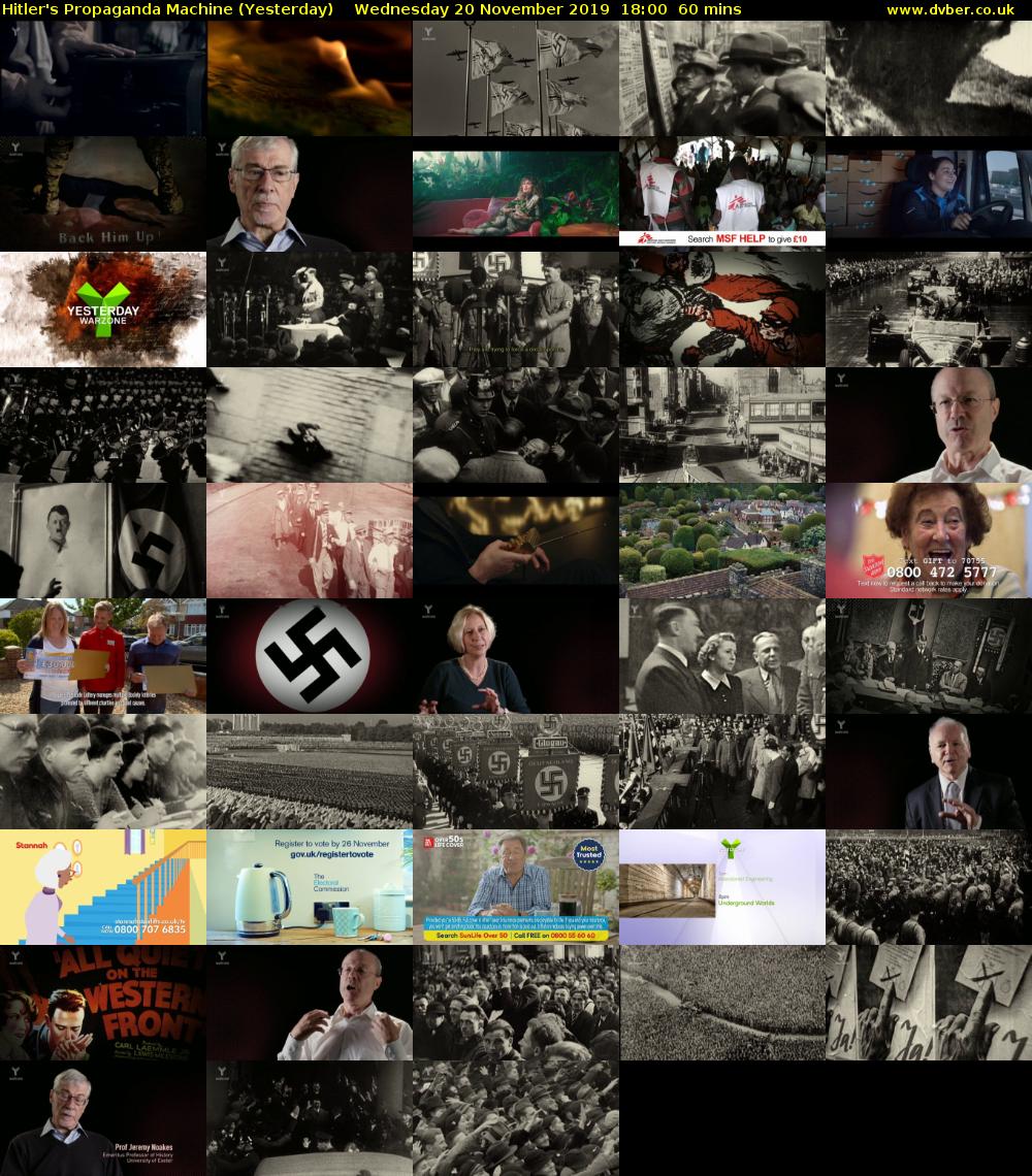Hitler's Propaganda Machine (Yesterday) Wednesday 20 November 2019 18:00 - 19:00