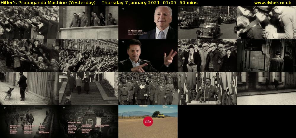 Hitler's Propaganda Machine (Yesterday) Thursday 7 January 2021 01:05 - 02:05