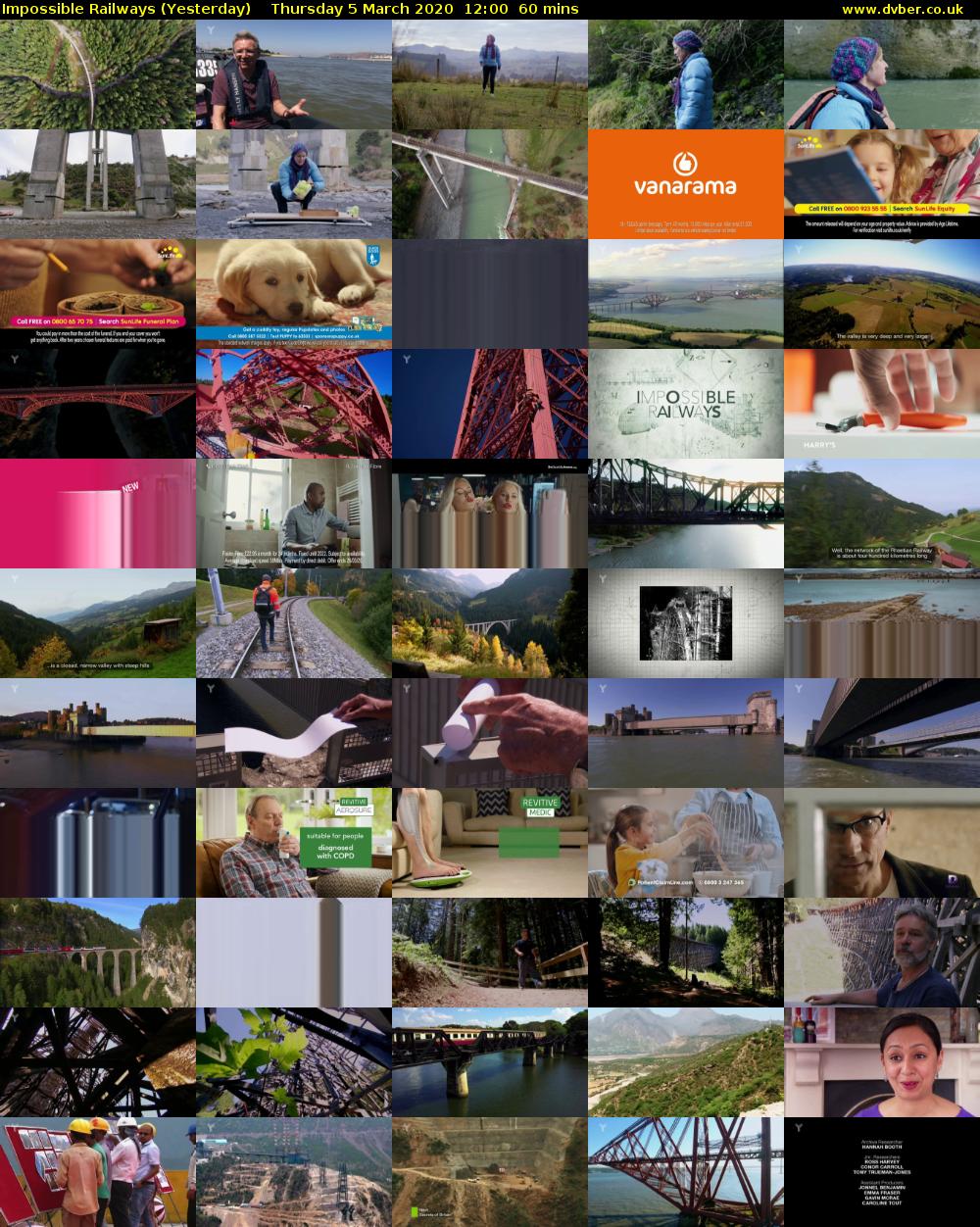 Impossible Railways (Yesterday) Thursday 5 March 2020 12:00 - 13:00