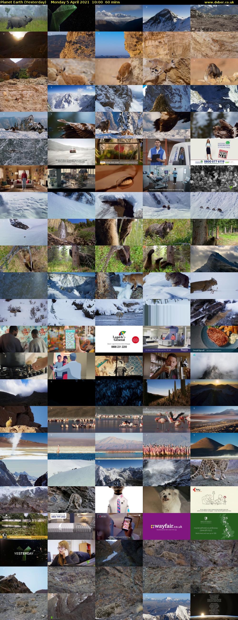 Planet Earth (Yesterday) Monday 5 April 2021 10:00 - 11:00